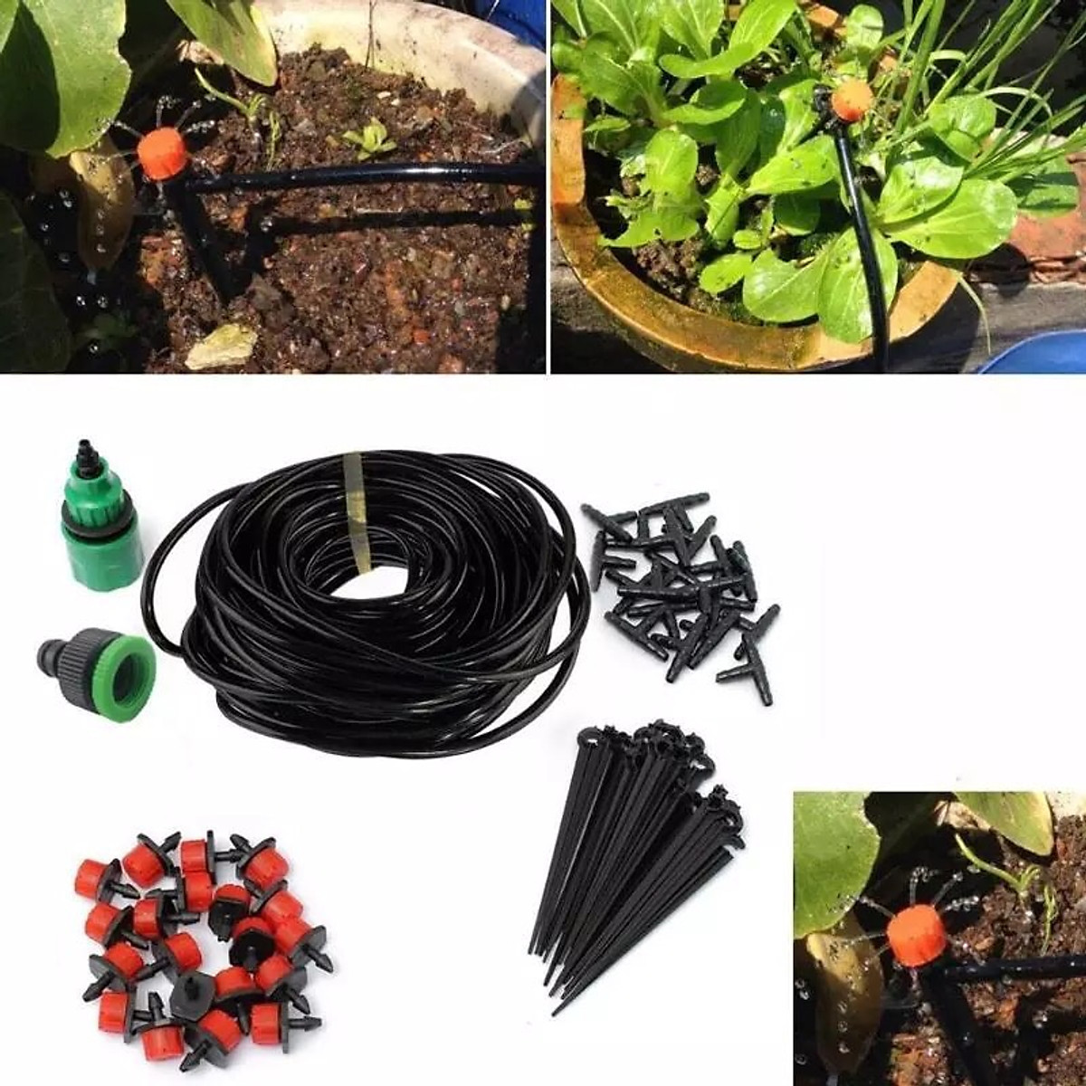 Bộ tưới nhỏ giọt 10 chậu kèm 50m dây 6mm