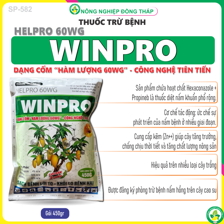 Thuốc Trừ Bệnh HELPRO 60WG Hiệu WINPRO –  Dạng Cốm (Hàm Lượng 60WG”, Công Nghệ Tiên Tiến – Sạch Bệnh Lời To, Khỏi Lo Bệnh Hại (Gói 450g)