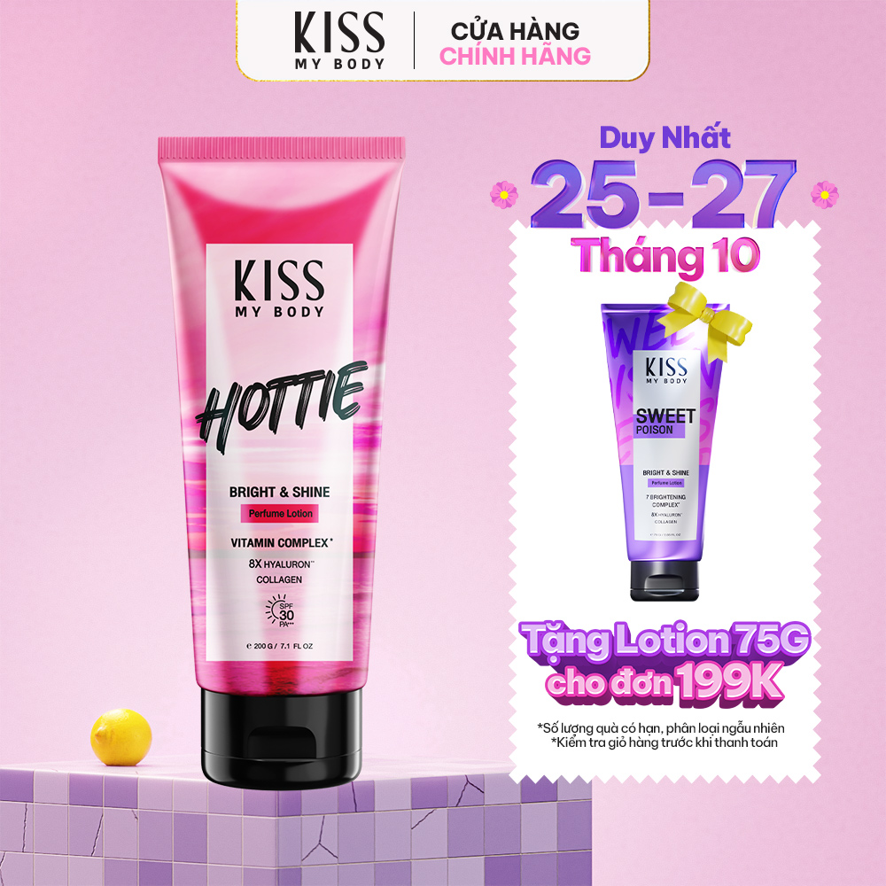 Dưỡng Ẩm Chống Nắng Hương Nước Hoa Kiss My Body Whitening Perfume Lotion SPF30 Pa+++ Hottie 200g