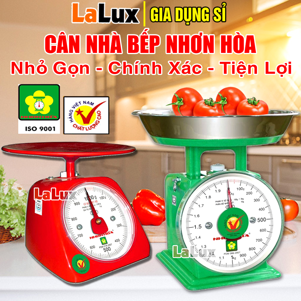 Cân Đồng Hồ NHƠN HÒA CHÍNH HIỆU Thép/Nhựa 500Gr/1Kg/2Kg/5Kg - Cân Nhà Bếp Nhơn Hoà Cao Cấp Độ Chính Xác Cao - Gia Dụng Lalux