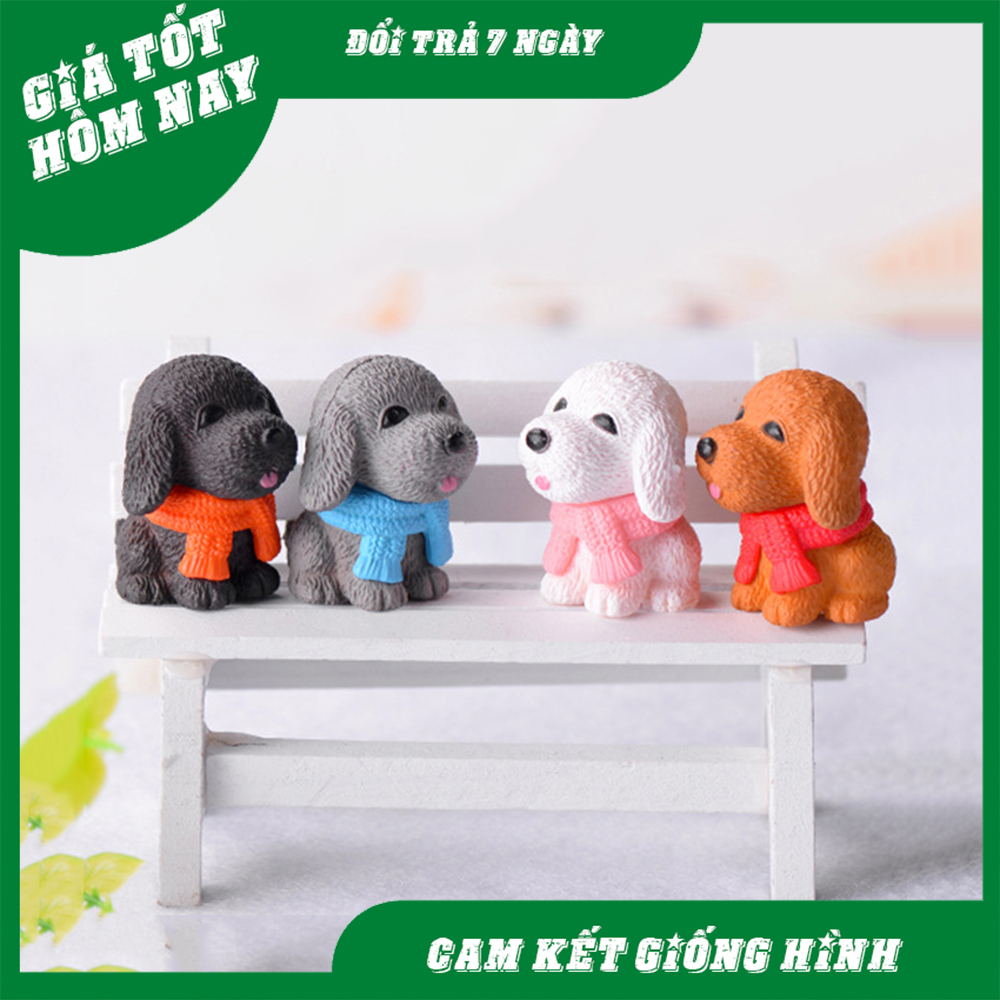 Mô hình cún quàng khăn trang trí tiểu cảnh, bàn học hồ cá teradium