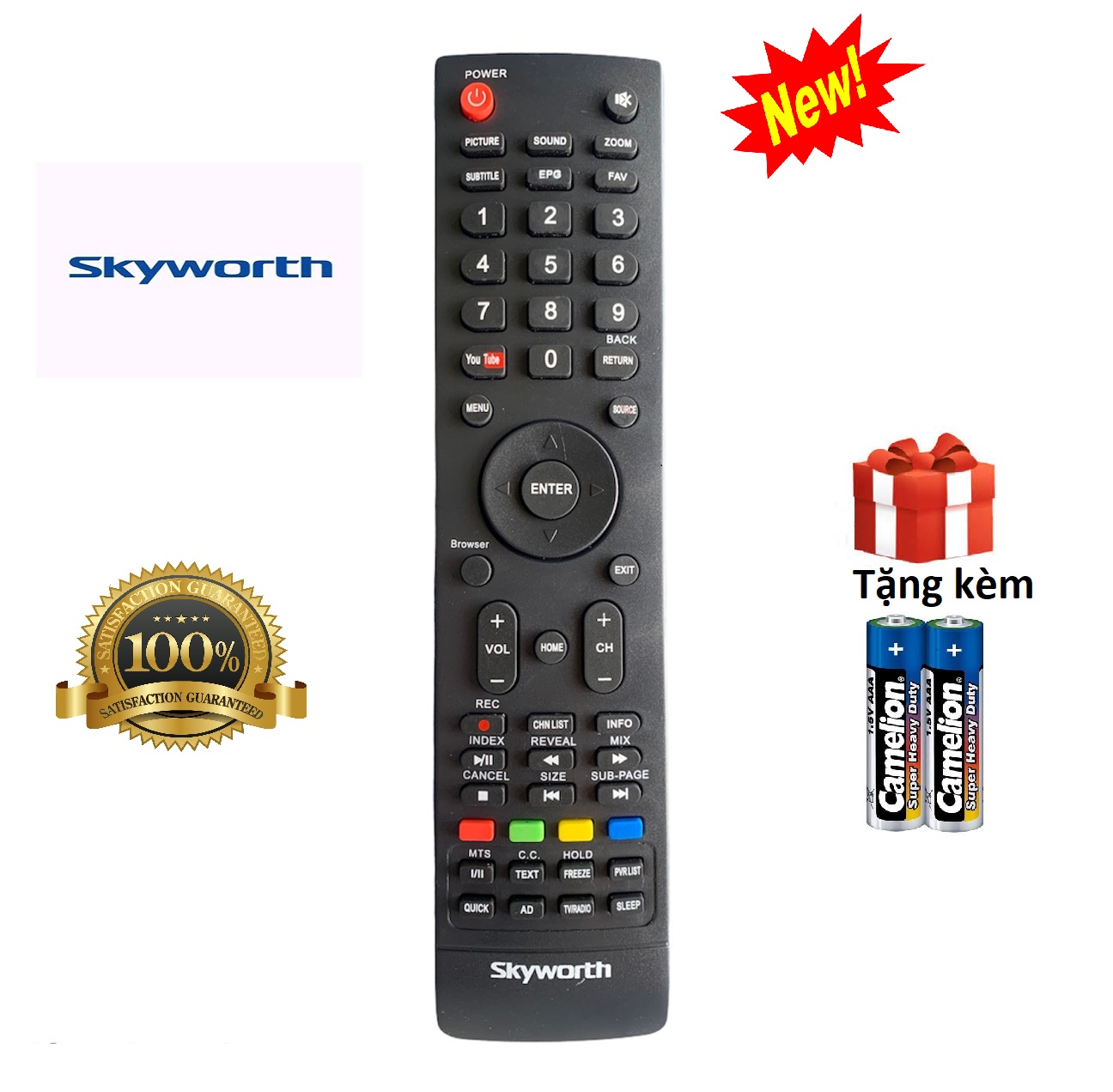 Điều khiển tivi Skyworth, remote tv skyworth - Hàng tốt  tặng kèm pin