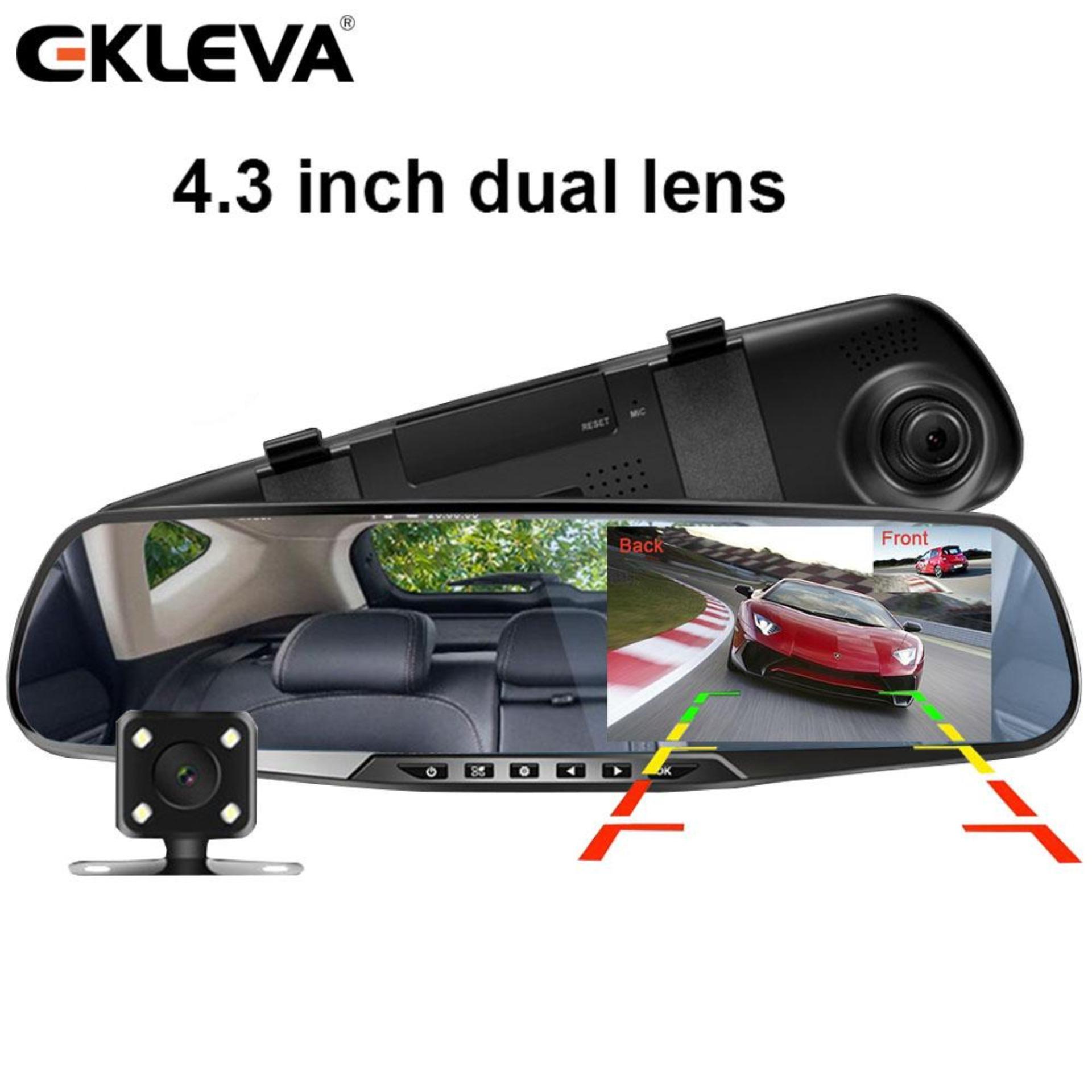  Máy Ghi Hình Lái Xe ekleva Ống Kính Kép HD1080P 30 Khung Hình Giây Camera Xe Hơi Rộng 170 Độ Camera Kép Trước Và Sau Màn Hình Màu Xanh Dương 4.3 Inch-INTL 
