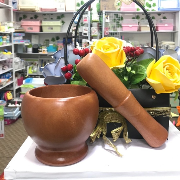 [GỖ TỐT KHÔNG SẦN] Bộ chày cối gỗ hình lu tiện dụng trong nhà bếp - bộ chày giã, cối gỗ cao cấp