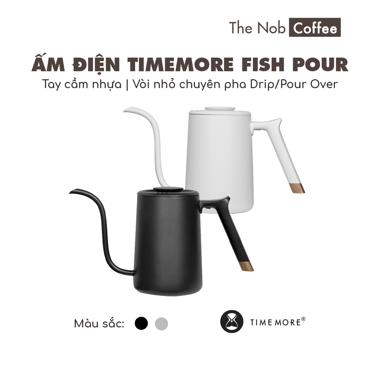 Ấm rót Timemore Fish Pour 700ml tay cầm nhựa | Ấm cổ ngỗng chuyên pha drip/pour-over cao cấp