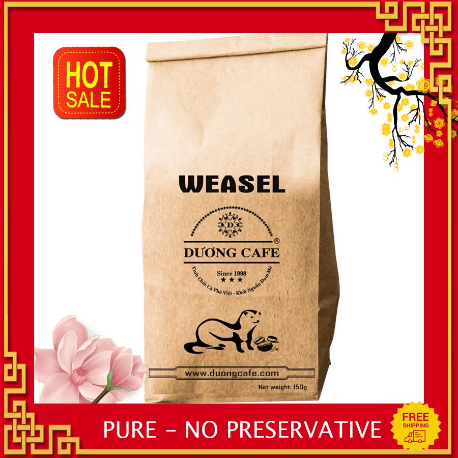 [BỘ 3 gói] CÀ PHÊ WEASEL Cà Phê Chồn đặc sản rang xay nguyên chất thượng hạng - Độc đáo, gói150g,  DUONG CAFE