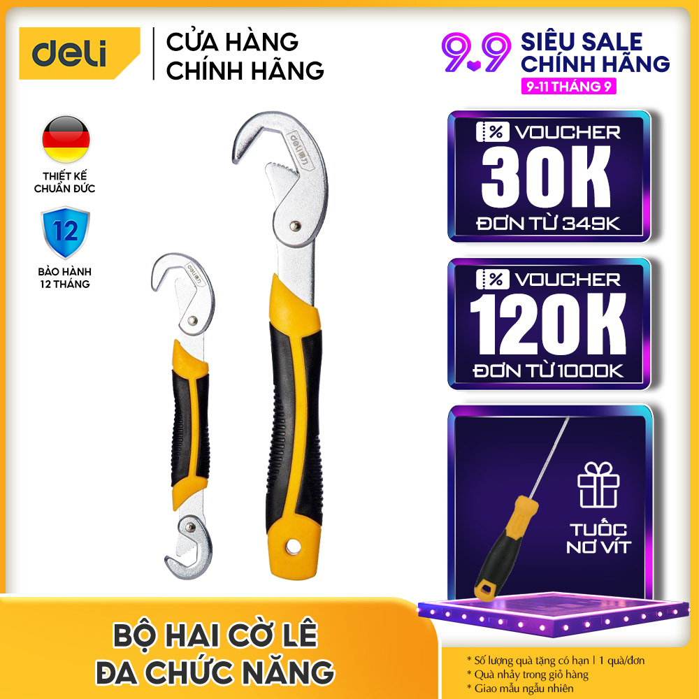 Bộ hai cờ lê đa chức năng dl932-2 hiệu deli