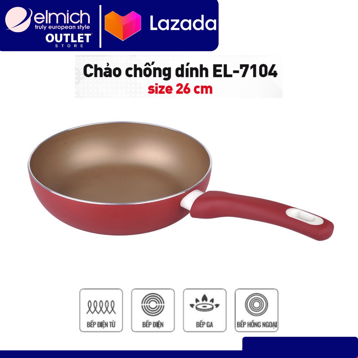 Chảo ELMICH Sâu Lòng- Đáy Từ - Chống Dính 3 Lớp MADE IN GERMANY