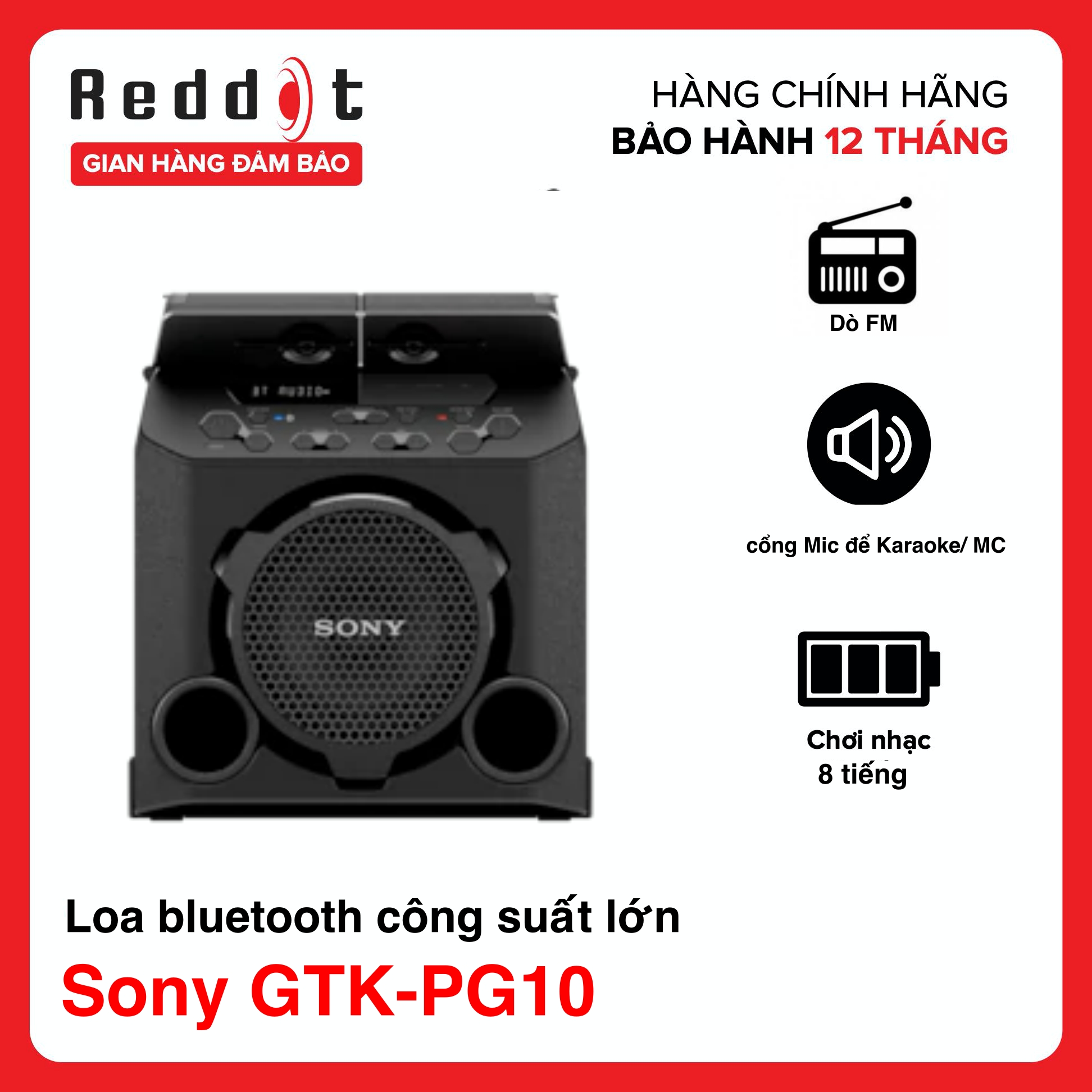 [Trả góp 0%]Loa không dây công suất lớn Sony GTK-PG10 - nghe nhạc MC Karaoke FM chất lượng âm thanh tuyệt hảo hỗ trợ sạc hoặc chơi nhac qua cổng USB - Reddot  Mall