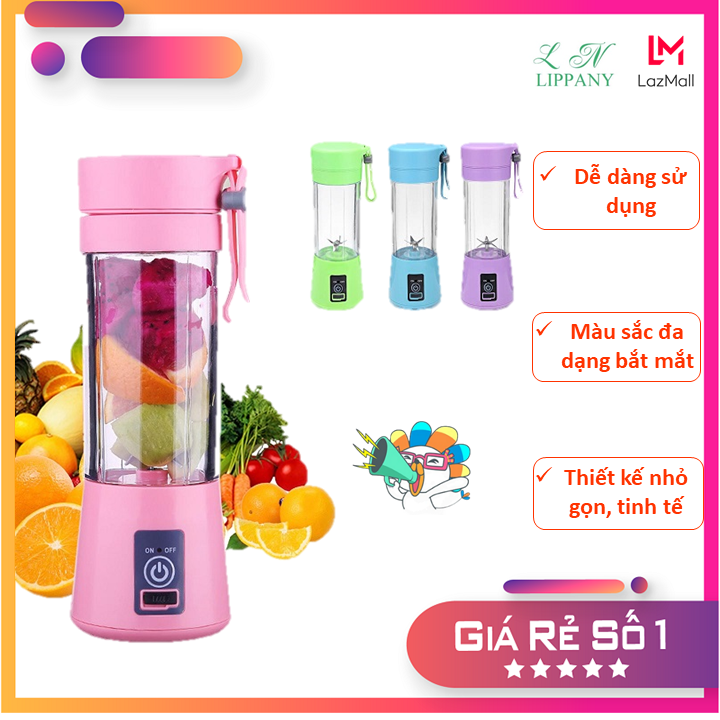 Máy xay sinh tố cầm tay tích điện 7 màu - máy xinh tố mini siêu khỏe