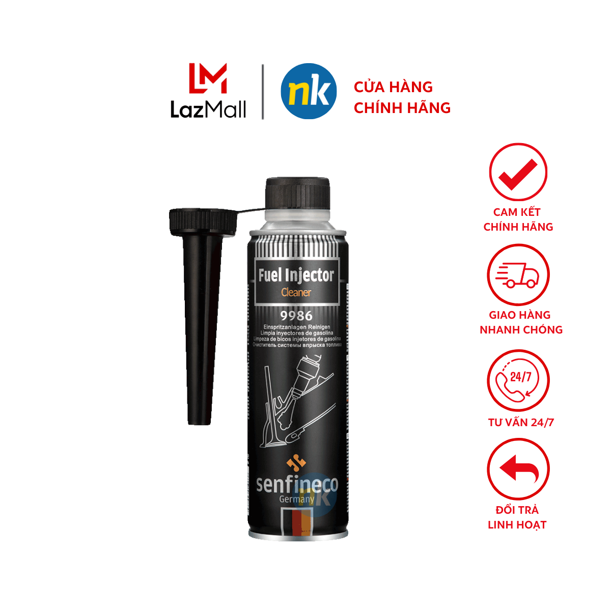 Dung dịch Phụ gia Súc Béc Xăng Xe Ô Tô Xe Máy Senfineco Fuel Injection Cleaner 9986 300ml - Phụ gia Súc Béc Xăng Xe Ô Tô Xe Máy hiệu quả tức thì vận hành êm ái tiết kiệm xăng nhẹ máy lên ga mượt mà