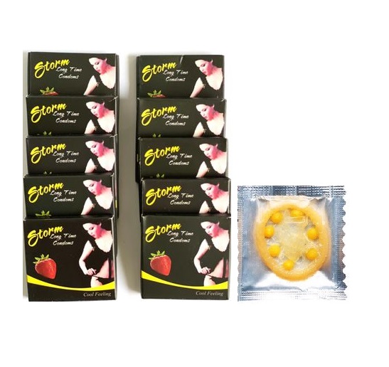 Bao cao su có bi storm strawberry - hương dâu - che tên sản phẩm