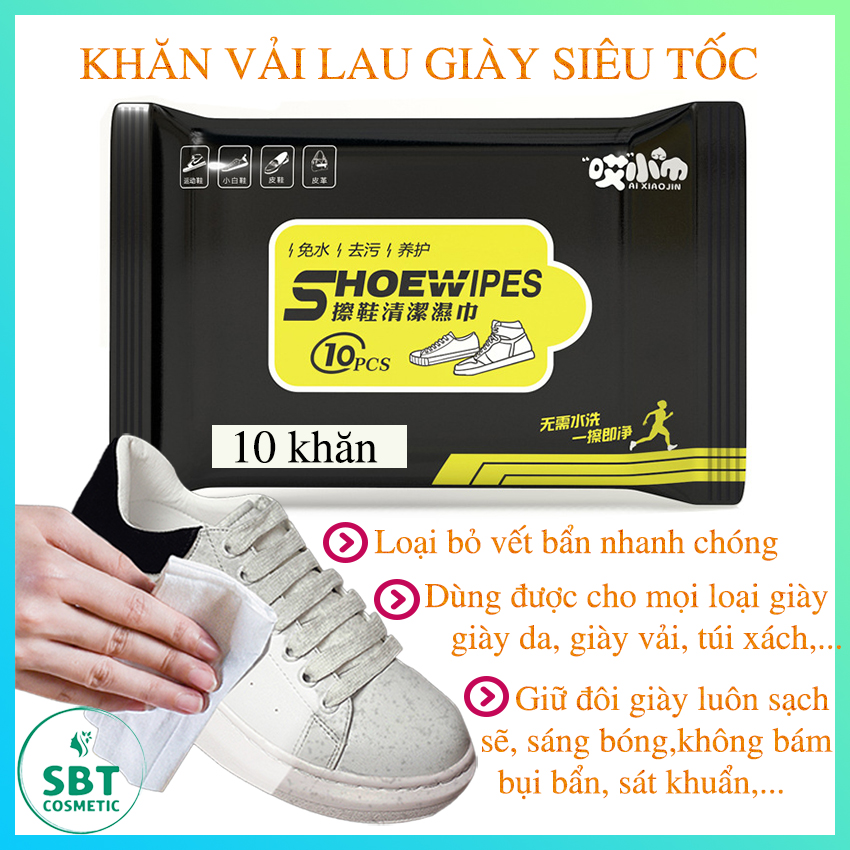 Gói 10 Khăn Giấy Lau Giày Làm Sạch Vết Bẩn Siêu Tốc, Giày Sạch Bóng, Không Bám Bụi Bẩn, Dùng Được Cho Tất Cả Các Loại Giày Và Túi Xách