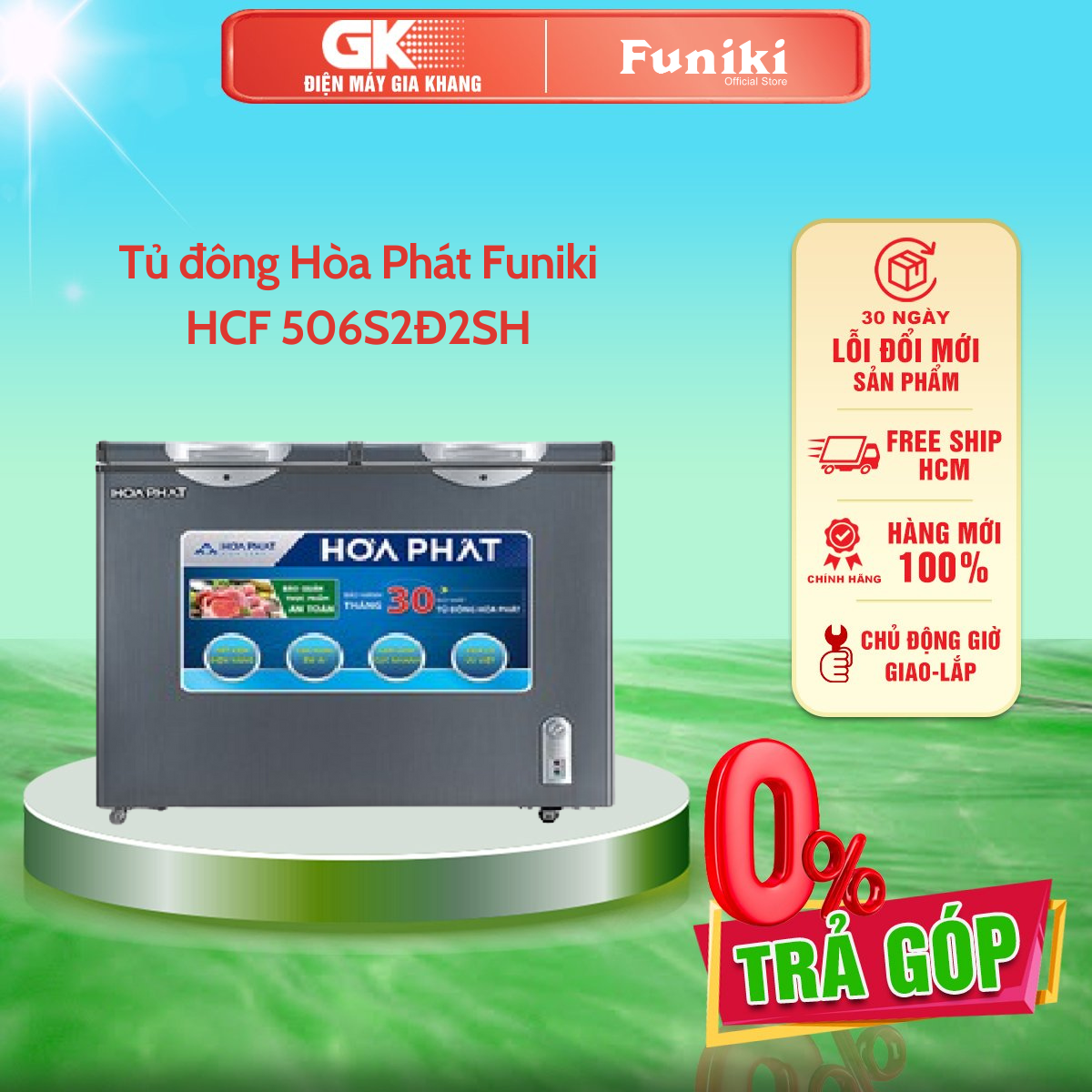 HCF 506S2Ð2SH - Tủ đông - mát  Hòa Phát Funiki HCF 506S2Đ2SH 205 Lít