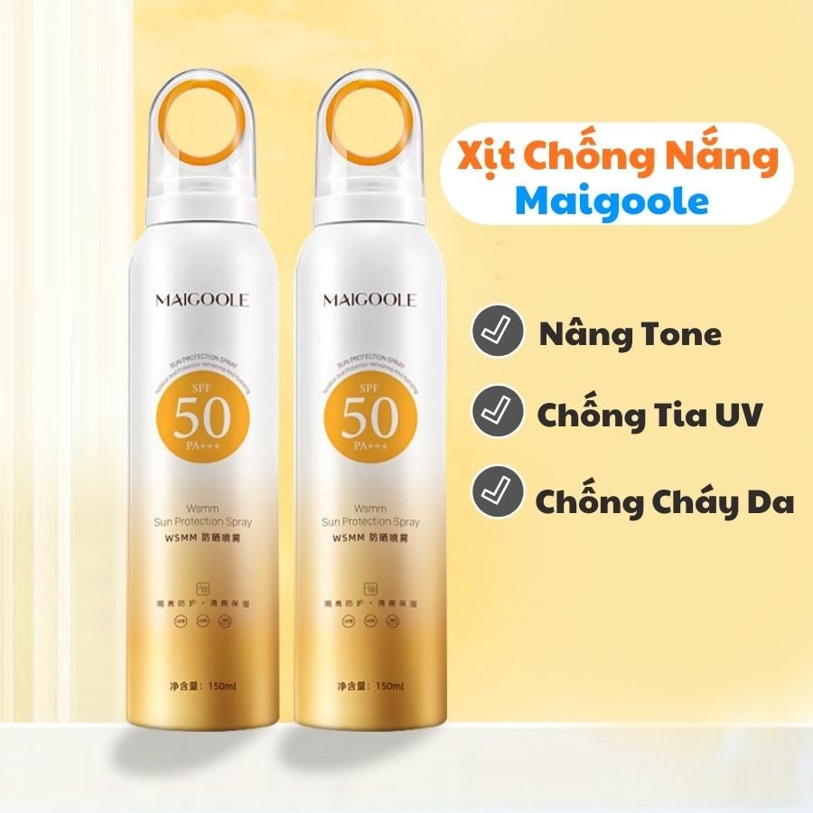 Xịt chống nắng body maigoole trắng da spf50 pa+++, xịt chống nắng cho mặt và toàn thân chống tia cực tím phù hợp với mọi loại da