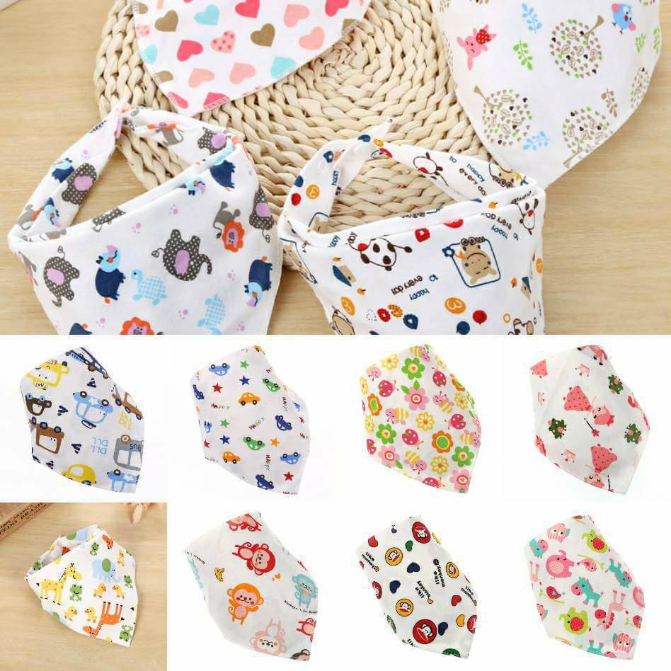 Com bo 10 khăn tam giác cotton 2 lớp cho bé- khăn yếm cho bé yêu-khăn quàng cổ giữ ấm cho bé