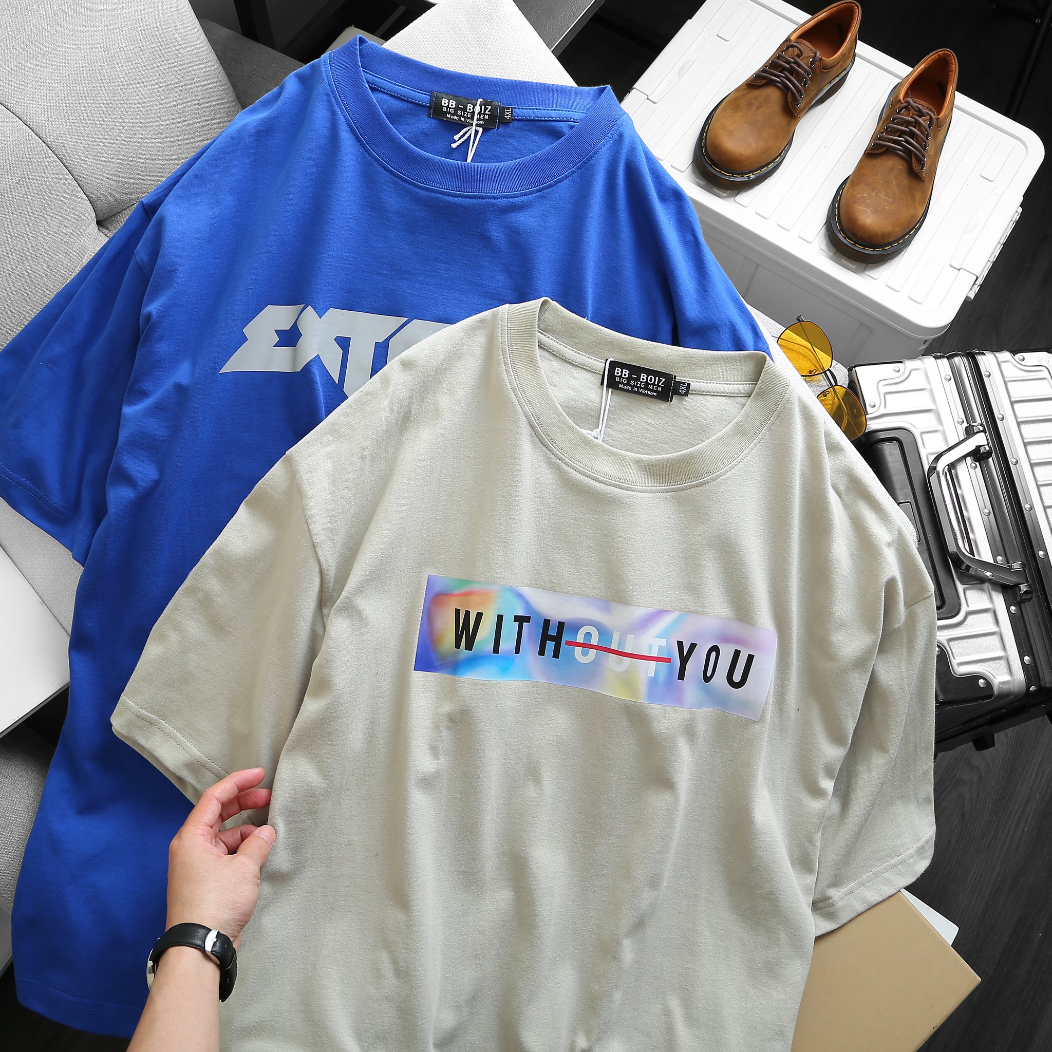 Bigsize - sale áo thun nam in chữ phản quang - màu giới hạn
