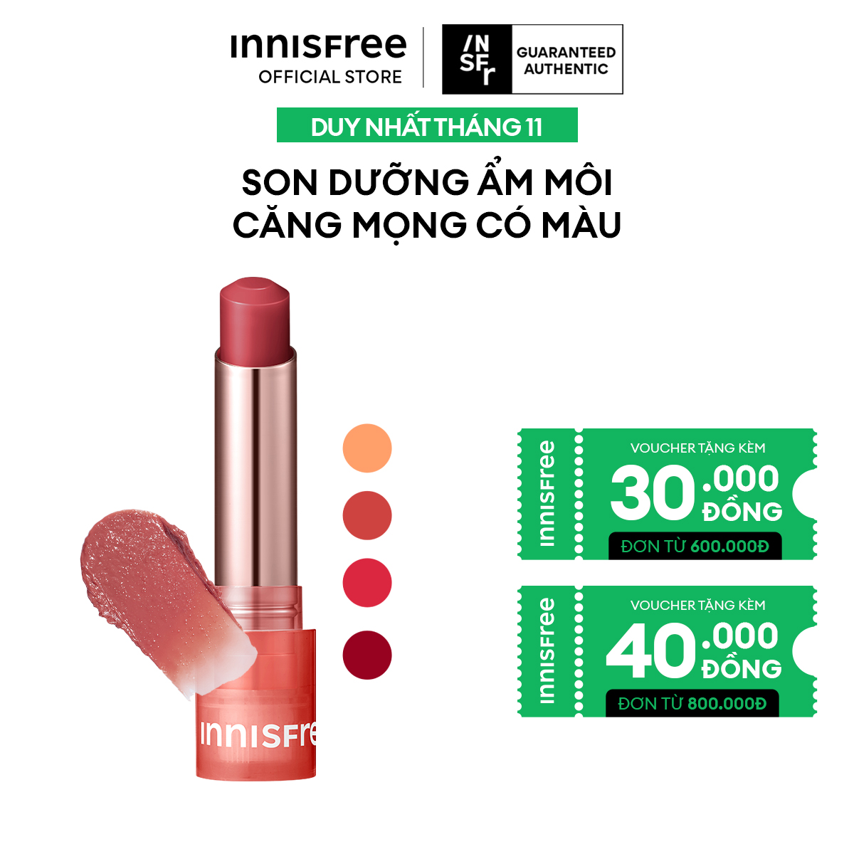 Son dưỡng môi có màu INNISFREE Dewy Tint Lip Balm