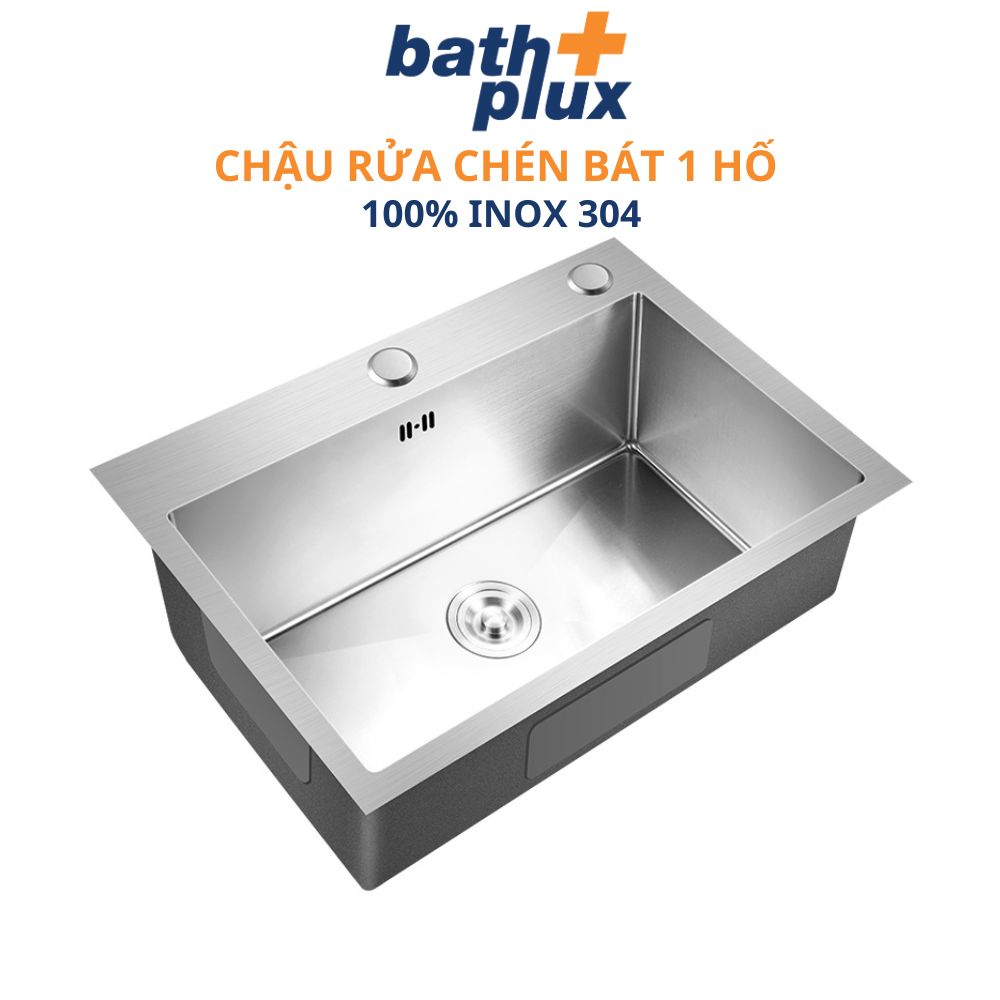 Chậu rửa bát đúc 1 hố to 100% inox 304 bồn rửa chén 1 hộc korea bathplux 4045 6045 6845 7545