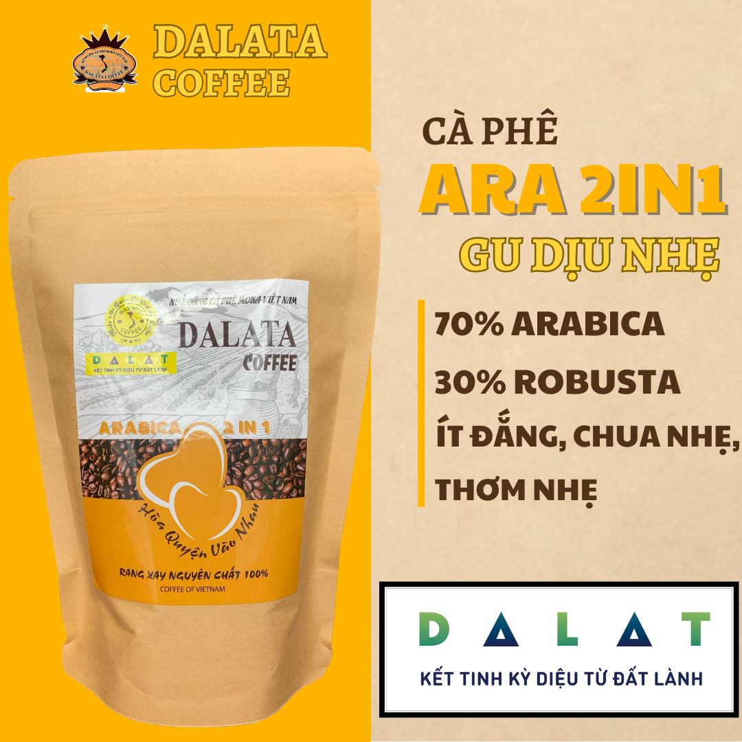 Cà phê nguyên chất đà lạt - cầu đất. arabica 2in1 - dalata coffee. đắng nhẹ, chua thanh, thơm nhẹ nhàng.