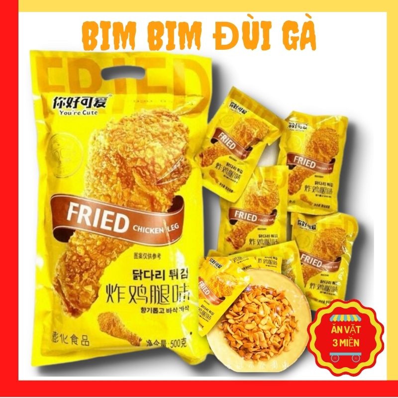 Bim bim đùi gà, snack đùi gà siêu to, bịch bim bim đùi 500gr, gồm 20 gói nhỏ