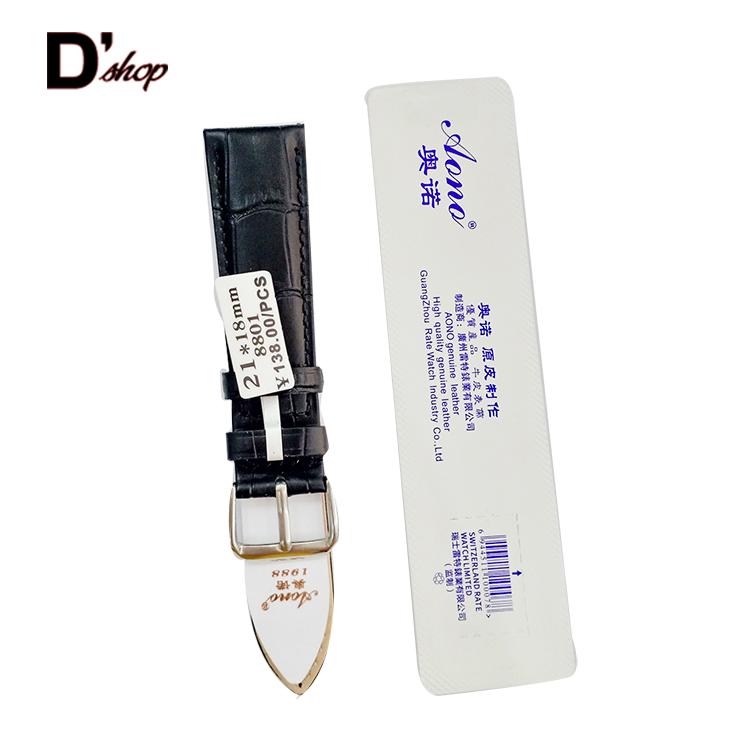 [CAO CẤP] Dây da đồng hồ nam Aono cao cấp size 21mm MÀU ĐEN siêu BỀN