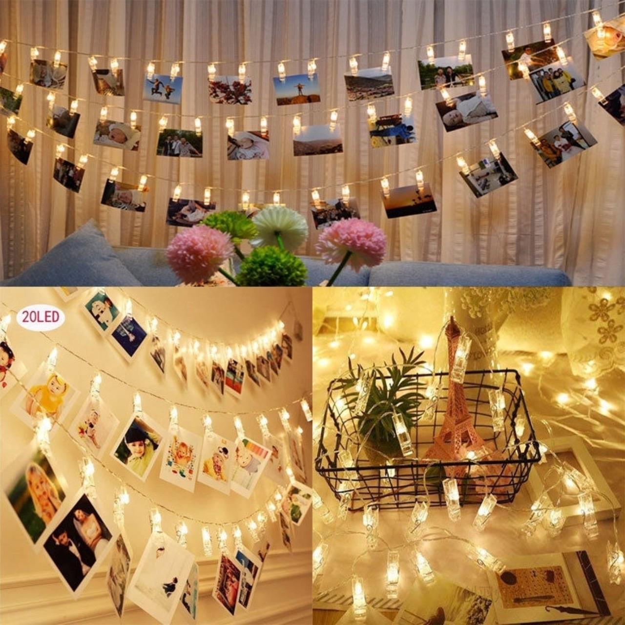 Dây Đèn Kẹp Ảnh Có Đèn Led Trang Trí Lung Linh - Kẹp Ảnh Led Dùng Pin dài 1.5m; 3m