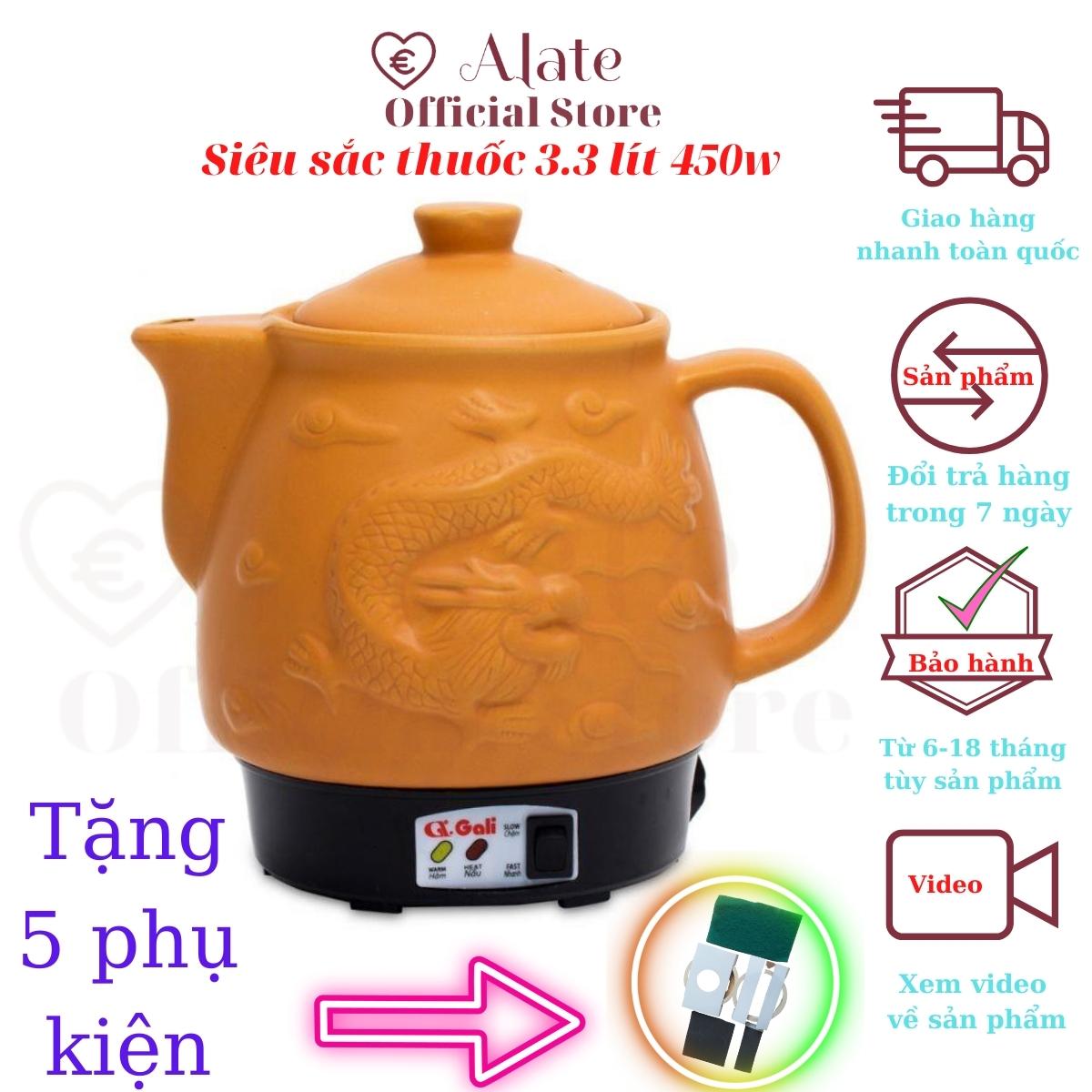 Ấm sắc thuốc nam bắc dùng điện gali, dung tích 3.3 lít 450w, nấu thuốc nhanh chậm theo nhu cầu, bảo hành 12 tháng chính hãng