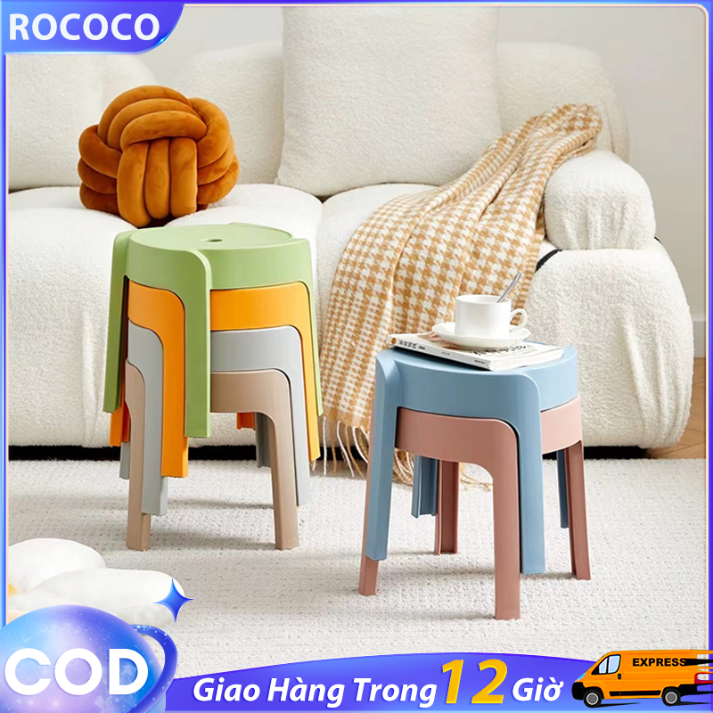 Rococo Ghế đôn nhựa quán cafe ghế đẩu nhựa đúc decor phòng khách phòng trà quán trà chanh nhà hàng khách sạn sang trọng