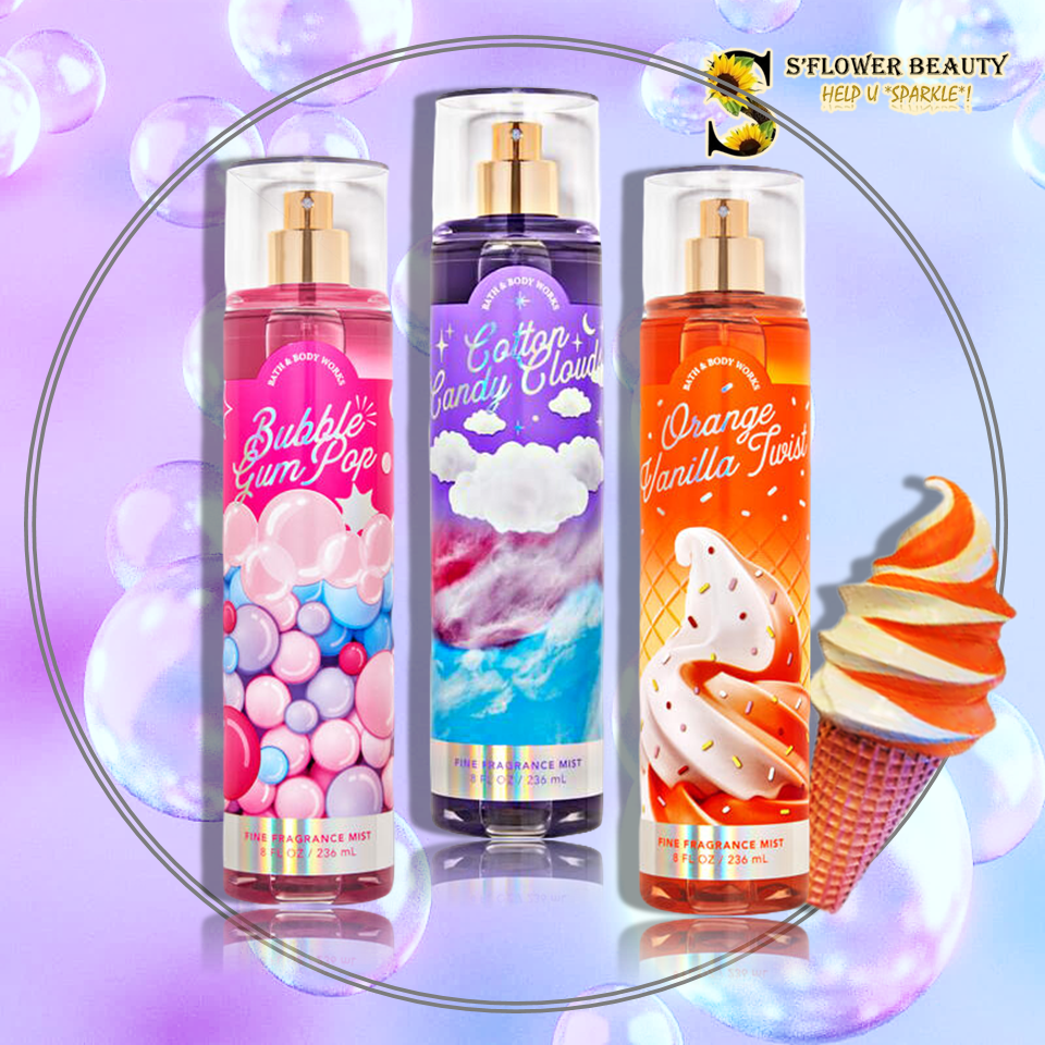 Bst funfair | xịt thơm nước hoa bath & body works body mist - bubble gum pop | cotton candy clouds | orange vanilla twist