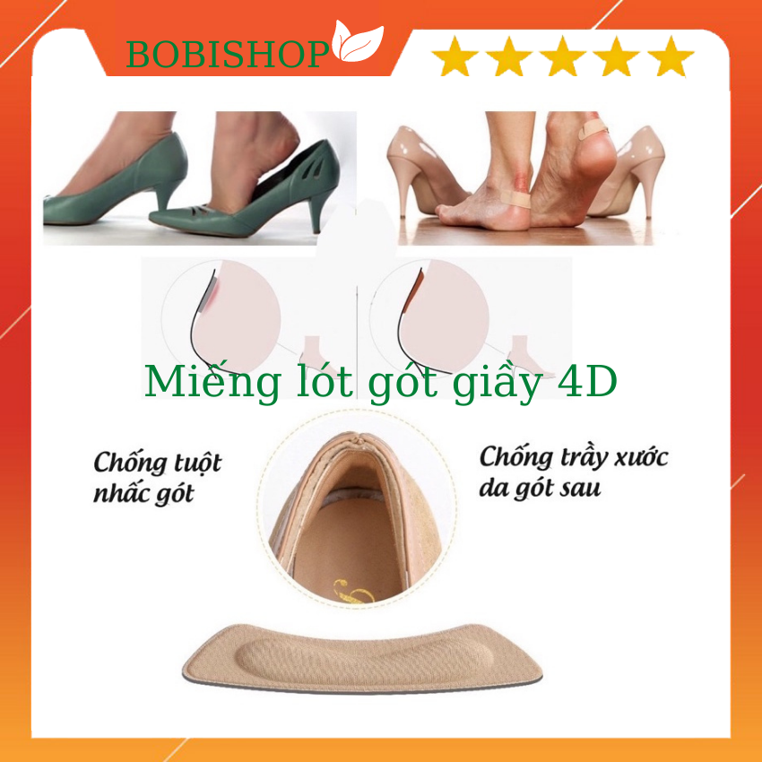 [QUÀ TẶNG ] Miếng lót gót giày bảo vệ gót sau 4D cao cấp, BOBISHOP chống rộng và trầy chân,phù hợp với các loại giầy,