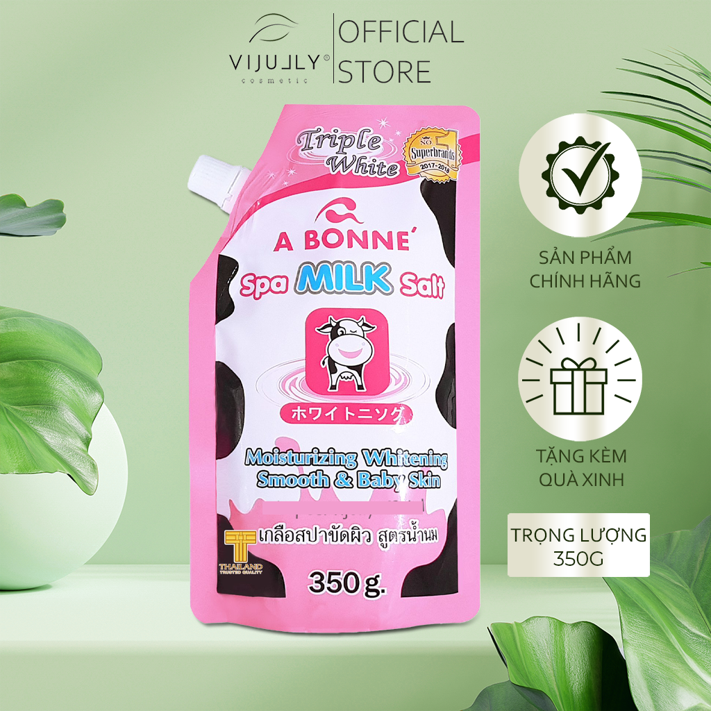 Muối tẩy tế bào chết Abonne toàn thân trắng mịn - Muối tắm sữa bò Thái Lan 350g