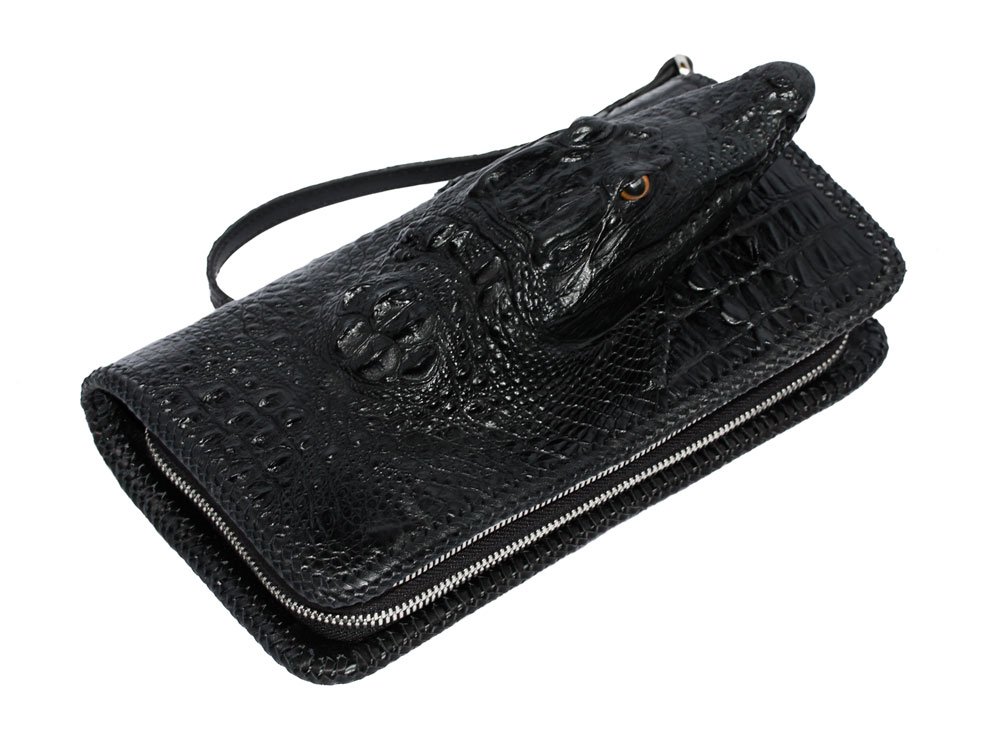 [HCM]{ HOT} Ví cầm tay đầu cá sấu 2 dây kéo NGƯỜI SÀNH DA giá tại xưởng [TẶNG KÈM MÓC KHÓA CHÂN CÁ SẤU]