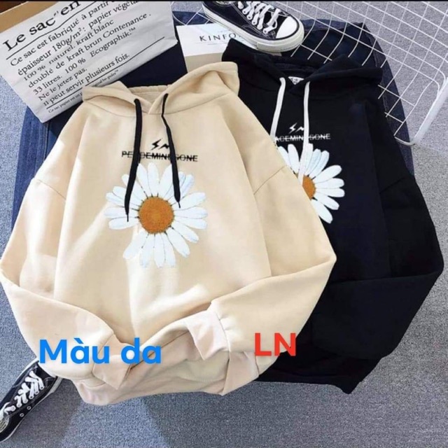 Áo hoodie hoa cúc to 5D tia sét peace LN12 , Áo thun nam nữ, quần kaki, quần nữ, sét bộ mặc ở nhà, áo thun tay dài, quần jean ống rộng - FANI