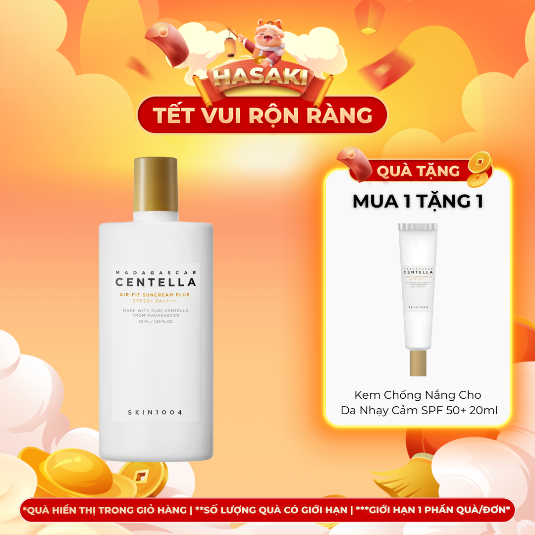 [MUA LÀ CÓ QUÀ] Kem Chống Nắng Skin1004 Cho Da Nhạy Cảm SPF 50+ 50ml Madagascar Centella Air-Fit Suncream Plus SPF50+ PA++++ Hasaki Sản Phẩm Chính Hãng