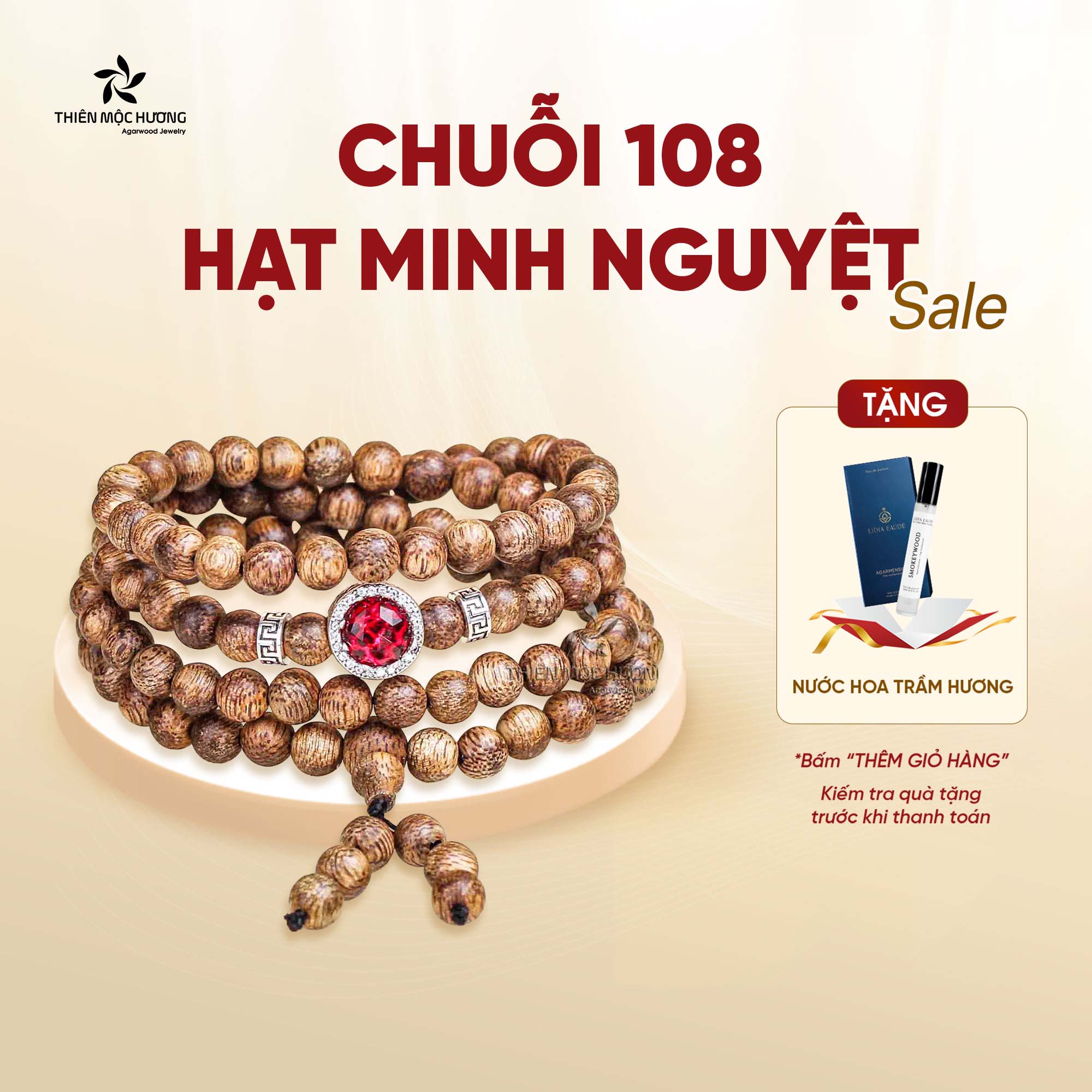 Vòng tay trầm hương tự nhiên, chuỗi 108 hạt Minh Nguyệt Thiên Mộc Hương, trầm tốc Việt Nam - soi đường dẫn lối thành công