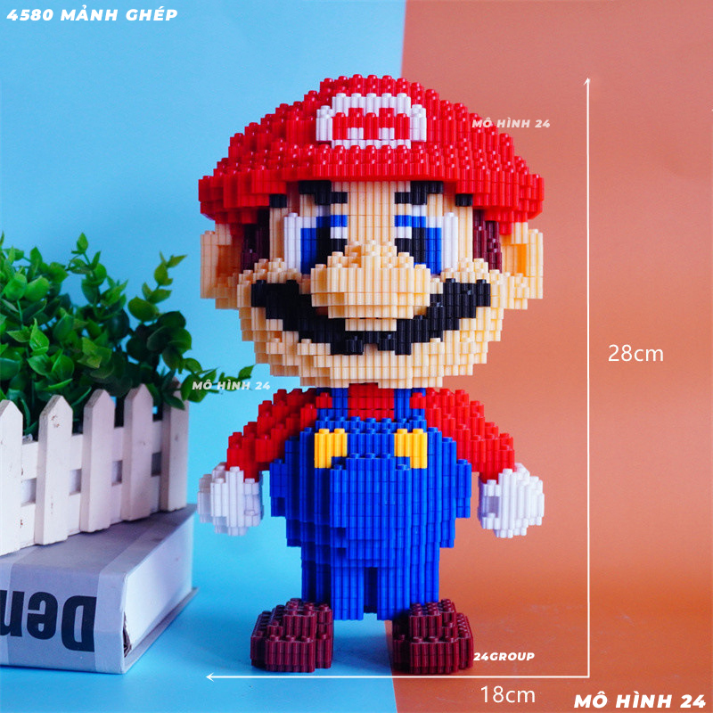 28cm Mô hình lắp ghép nhân vật Mario đồ chơi xếp hình super Mario Lọai To