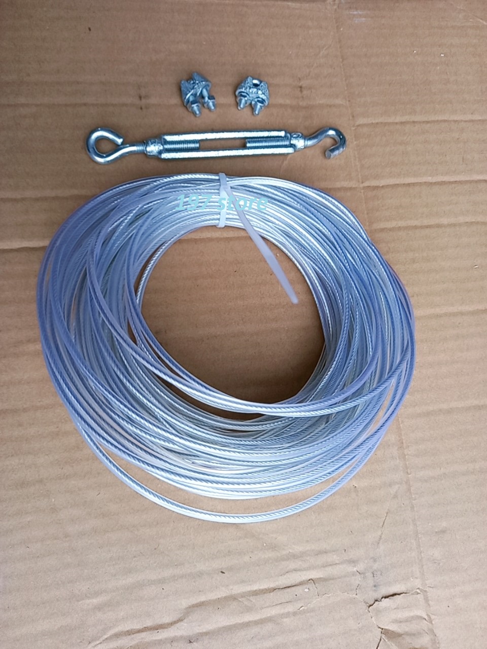 15m dây cáp bọc nhựa 3mm kèm 2 khóa cáp và 1 tăng đơ