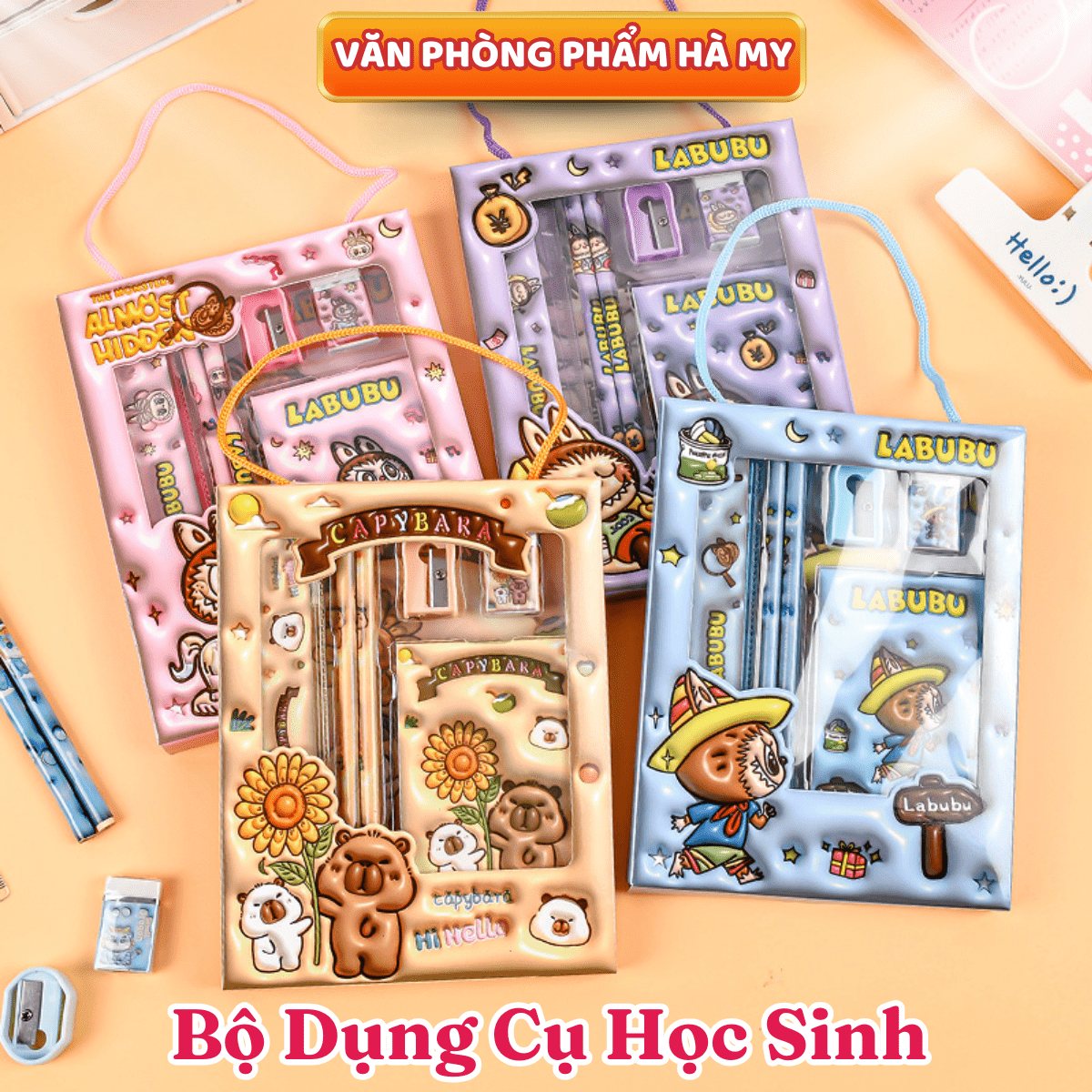 Bộ dụng cụ 6 món học sinh labubu capybara 2018