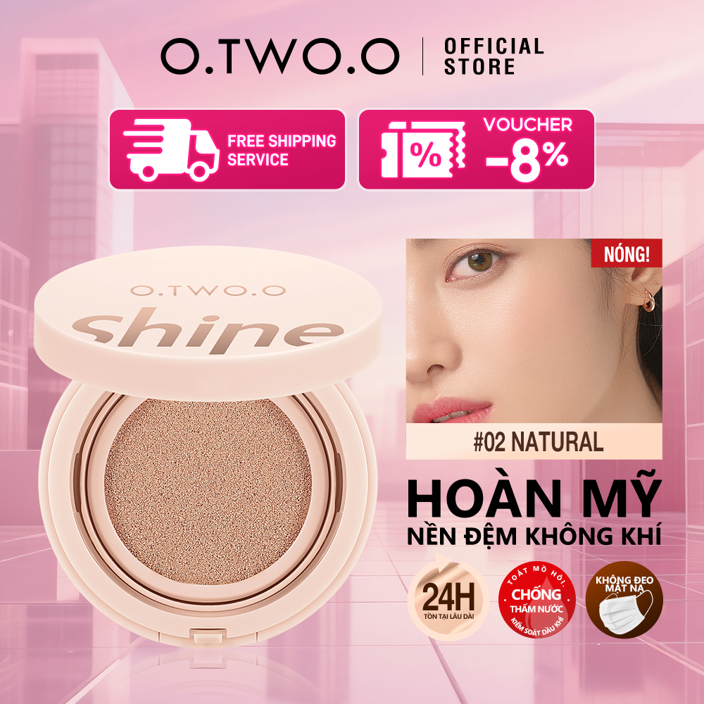  O.TWO.O Đệm nền tảng kem nền bb cream Cơ sở tự nhiênTrang điểm mặt Kem nền Mỹ phẩm phấn nước cushion kem che khuyết điểm phấn nền 82g 
