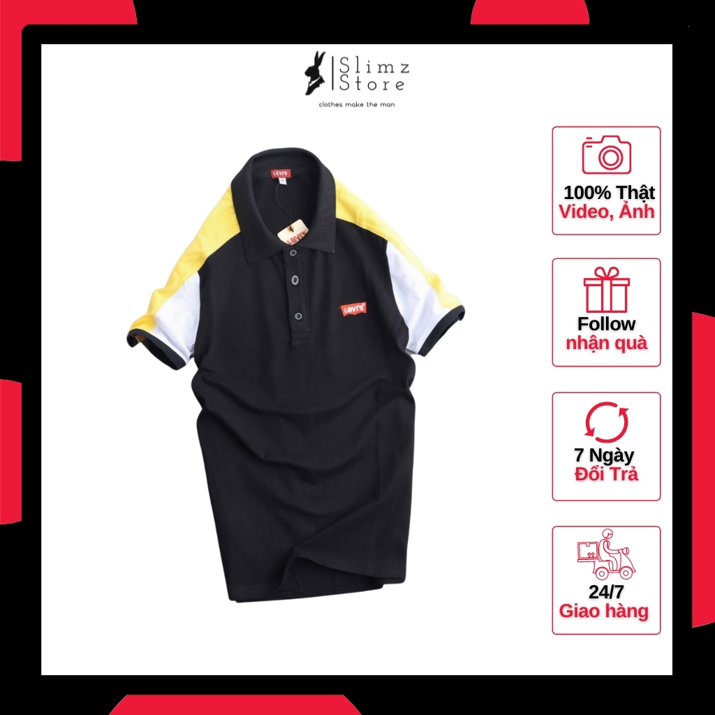 Áo polo nam có cổ cotton cá sấu 4c cao cấp cộc tay  thể thao màu đen màu trắng  mềm mại thoáng mát SLIMZ STORE