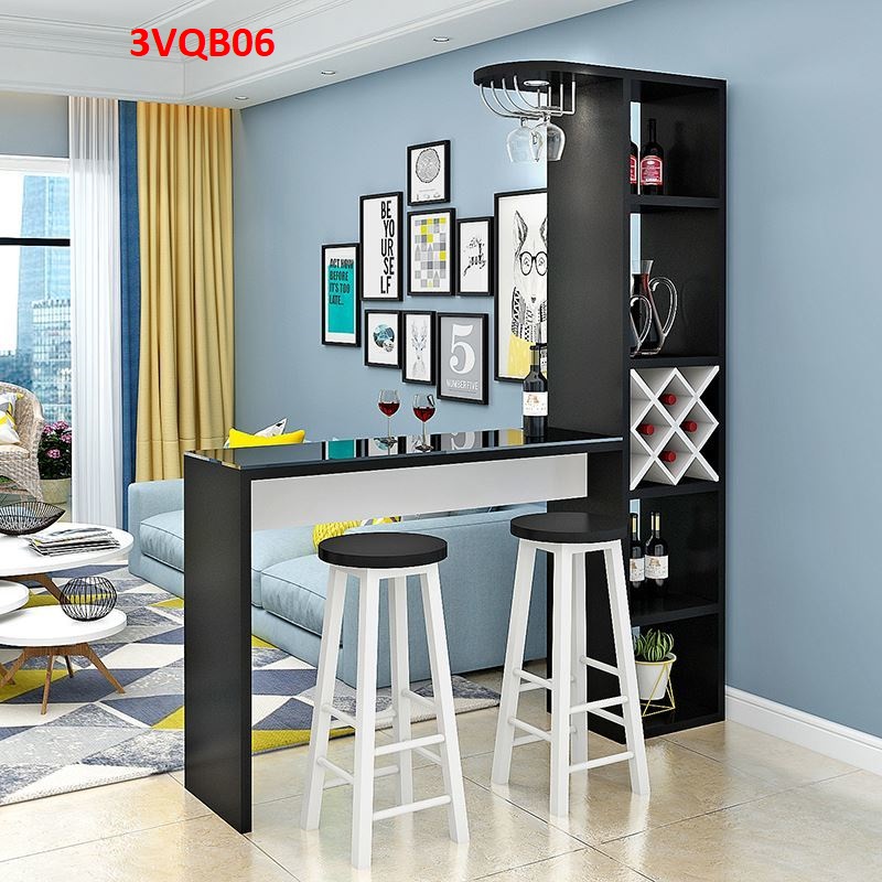 Quầy bar mini, quầy bar kiêm vách ngăn phòng khách nhà bếp 3VQB06 ( Không kèm ghế )