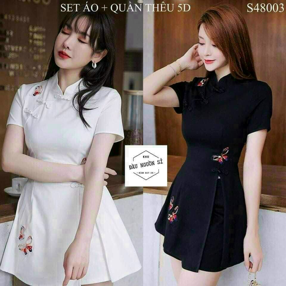 Sét bộ phong cách tàu họa tiết bướm duyên dáng quyến rũ