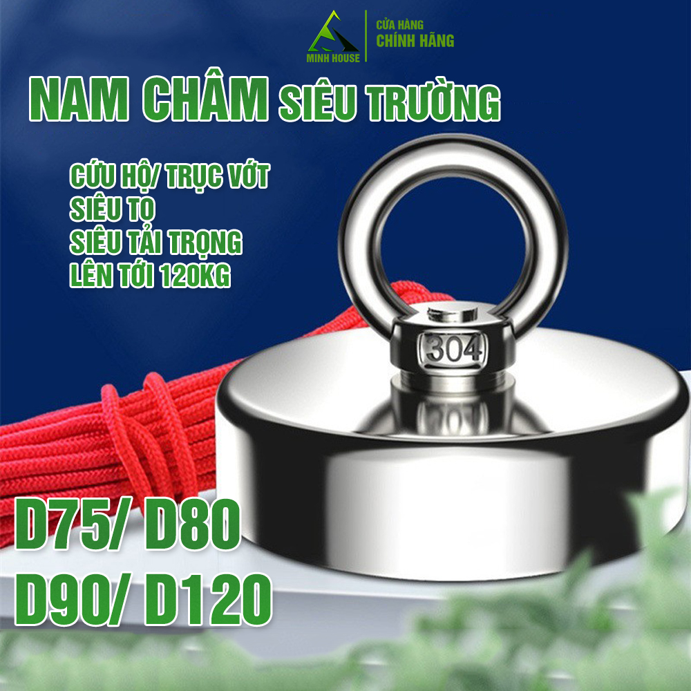 Nam châm cứu hộ, trục vớt, siêu trường, siêu mạnh, siêu hút dính nâng vật nặng, treo đồ Minh House