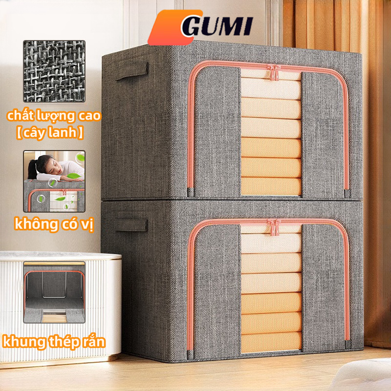 GUMI hộp đựng quần áo túi vải đựng đồ khung thép túi đựng chăn mền cho bé hộp đựng đồ đa năng hộp lưu trữ Loại To Tiện Lợi 110L