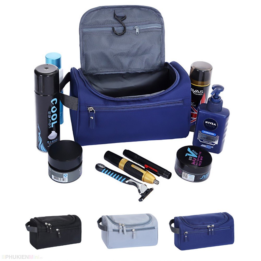 Túi trống mini unisex đựng đồ dùng cá nhân mỹ phẩm cho nam nữ túi vải có móc treo toilet chống thấm nhỏ gọn