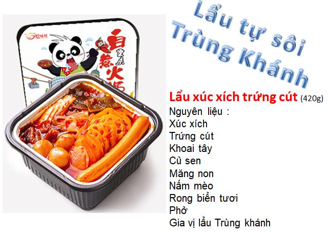 Lẩu tự sôi ( lẩu ăn liền ) -  Xúc xích trứng cút - Ăn vặt Trung Quốc
