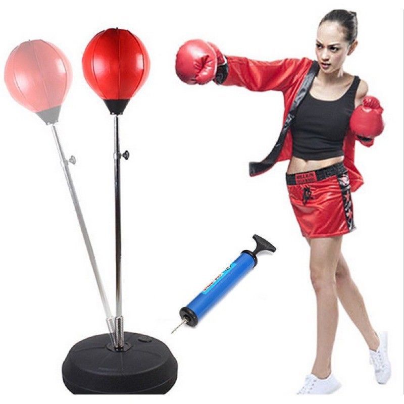 ĐỒ CHƠI BOXING - ĐẤM BỐC PHẢN XẠ ĐIỀU CHỈNH ĐƯỢC ĐỘ CAO 80-110CM PHÙ HỢP CHO BÉ, KHUNG TRỤ THIẾT KẾ BẰNG SẮT CỰC BỀN, CHÂN ĐẾ NÊN ĐỔ THÊM NƯỚC HOẶC CÁT SẼ RẤT CHẮC CHẮN (KÈM GĂNG TAY MỀM MẠI)