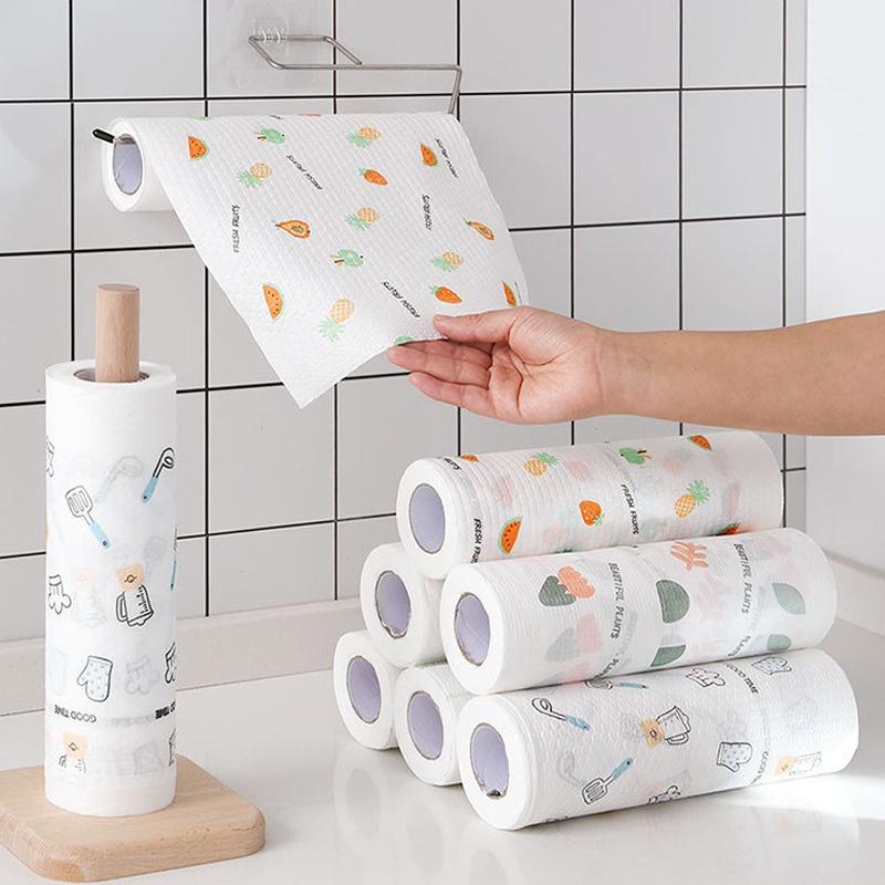 Cây để giấy cuộn đứng bằng gỗ có ráp sẵn - sản phẩm tiện dụng cho nhà bếp có gắn đế chống trượt