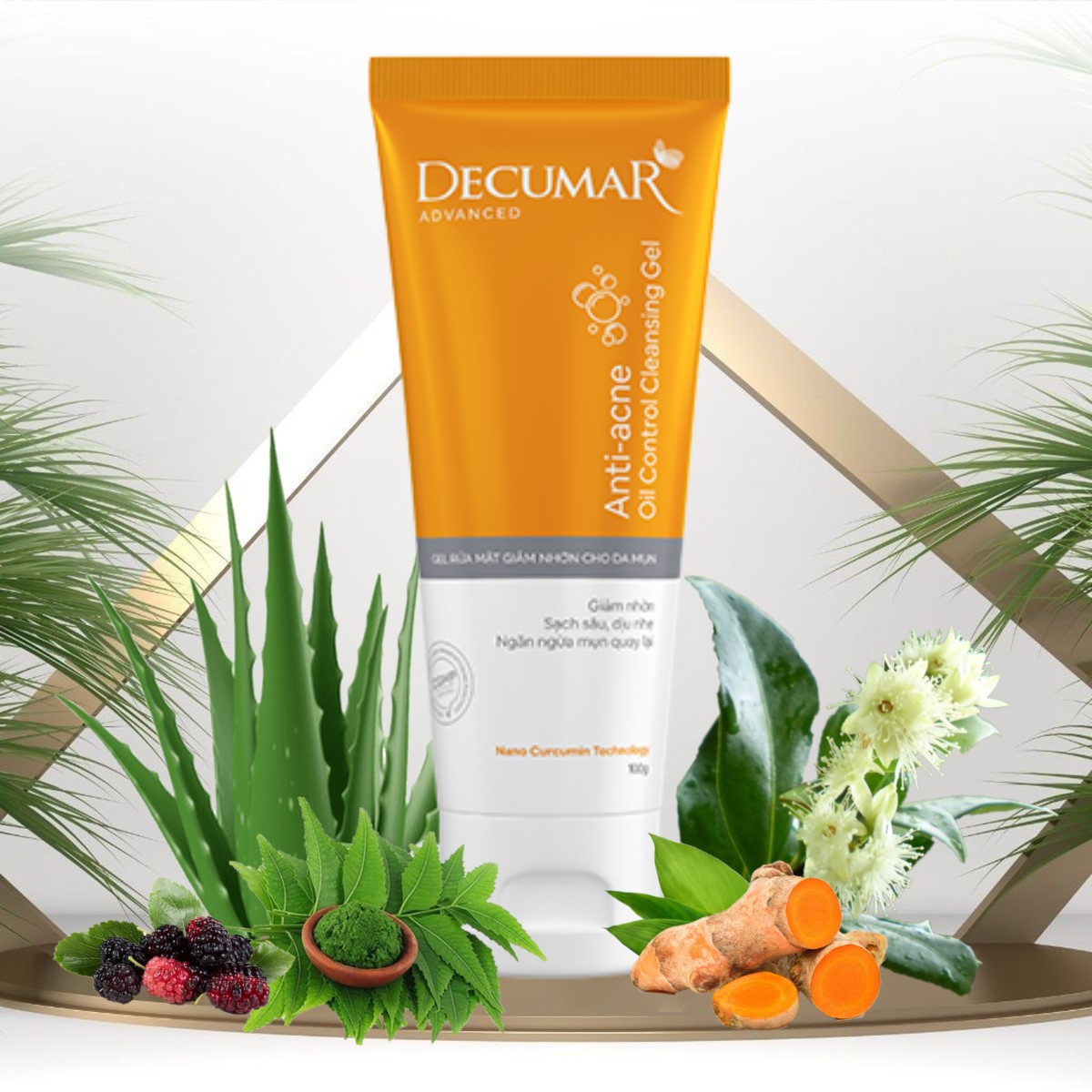 Gel rửa mặt decumar advanced 100g kiểm soát nhờn ngừa mụn mờ thâm sẹo decumar advanced facial cleasing gel 100g